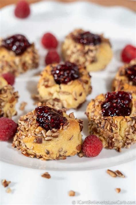 Easy Raspberry Jam Keto Thumbprint Cookies Recipe Gluten Free Low Carb
