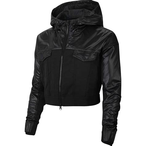 nike women s cropped jacket active sportswear city ready hoodie s black clothing