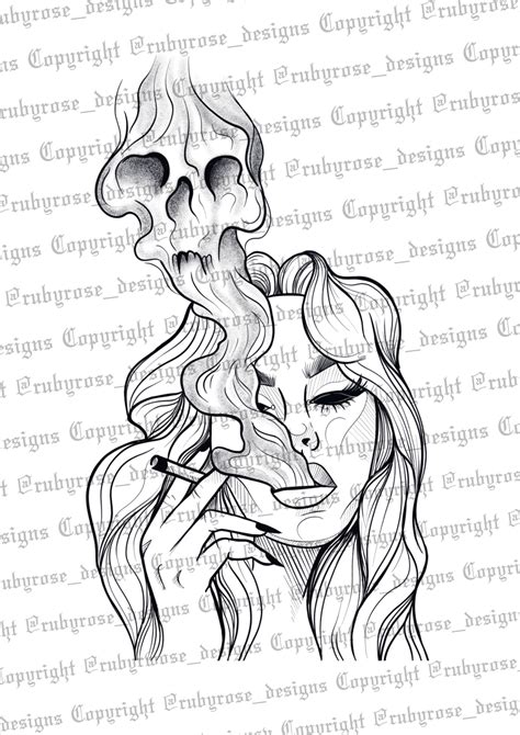 Smoke Skull Portrait Tattoo Design Smoke Skull