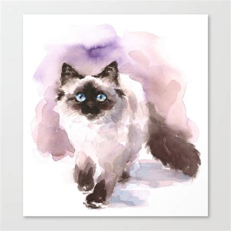 Watercolor Siamese Cat Canvas Print By Fantasyartdesigns Society6