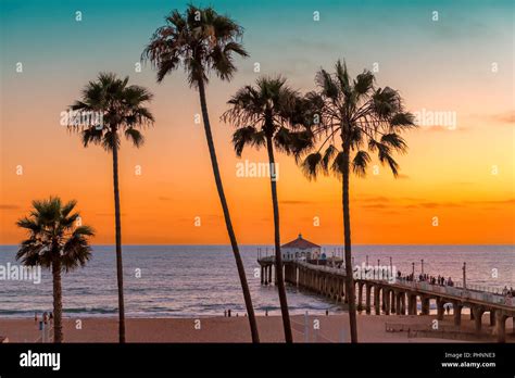 California Beach At Sunset Stock Photo Alamy