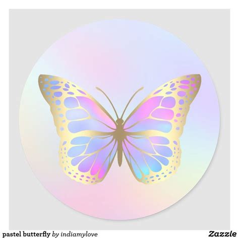 Pastel Butterfly Classic Round Sticker Zazzle Pastel Butterflies