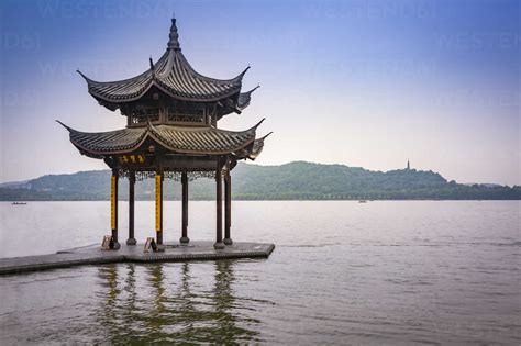 China Zhejiang Hangzhou Traditional Pavilion At The West Lake