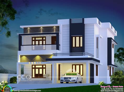 Flat Roof Square Feet House Kerala Home Design And Floor Plans Hot