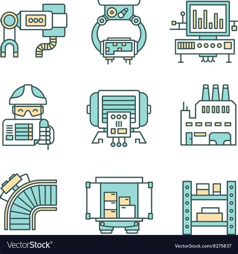 Manufacturing Process Icons Royalty Free Vector Image