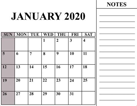 January 2020 Calendar Pdf Excel Word Printable Templa