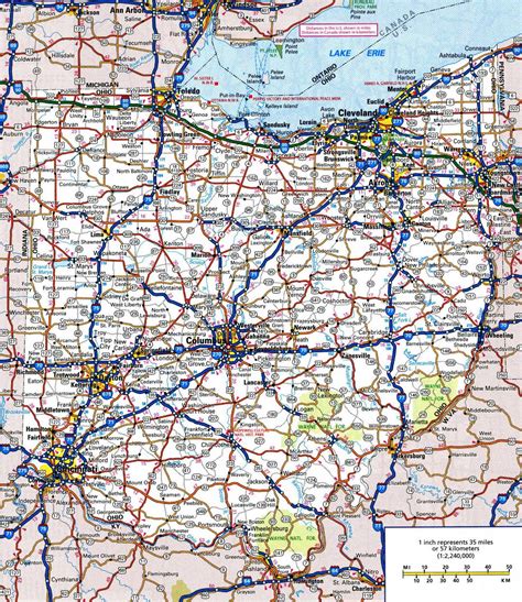 Large Detailed Roads And Highways Map Of Ohio State With All Cities And