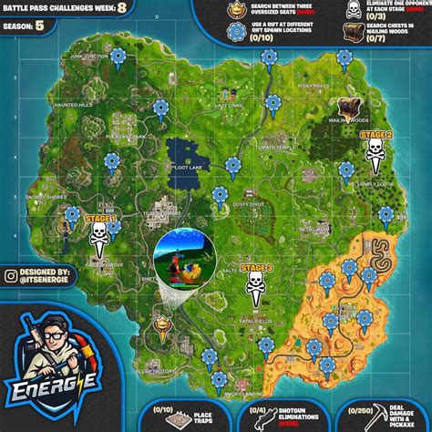 Everything you need to know. Cheat Sheet Map for Fortnite Challenges Season 5, Week 8 ...