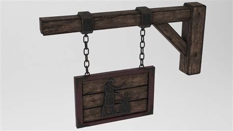3d Model Medieval Blacksmith Sign Vr Ar Low Poly Rigged Animated