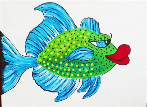 Fish Painting Whimsical Original Art Acrylic On 16 By Judybfreeman