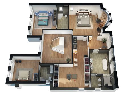 3d Floor Plan American Luxury Cottage House Cgtrader