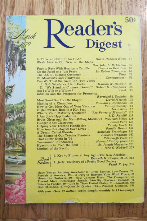 Readers Digest Magazine March 1970 1900 Revista Publicación