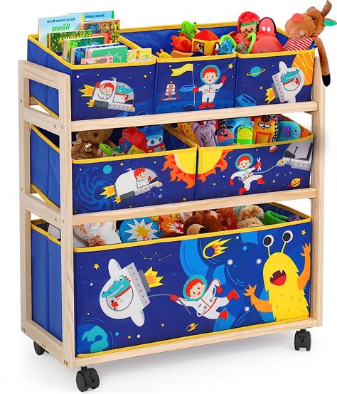 Kids Toy Storage Organizer With 6 Oxford Cloth Bins And 4