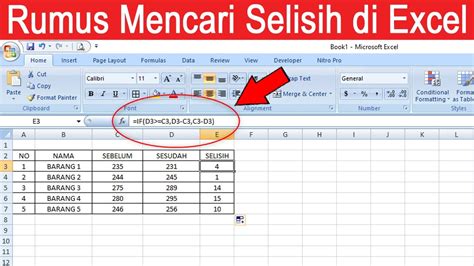 Rumus Cara Mencari Atau Menghitung Selisih Angka Di Excel YouTube