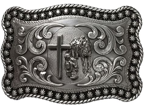 Nocona Rectangle Praying Cowboy Belt Buckle 3759059