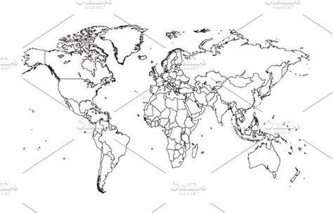 World Map With Borders Black Color Blank World Map World Map