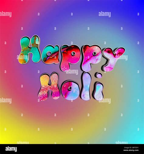 Colorful Happy Holi Text Art Poster Indian Traditional Festival