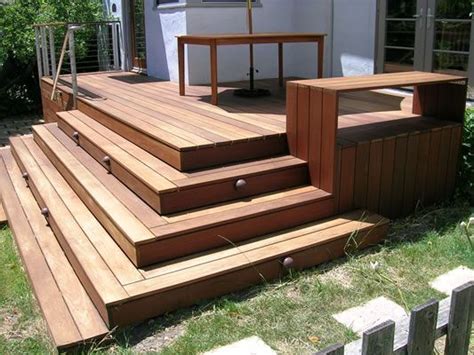Rounded up = seven steps. corner deck stairs: | Deck steps, Deck stairs, Landscaping ...