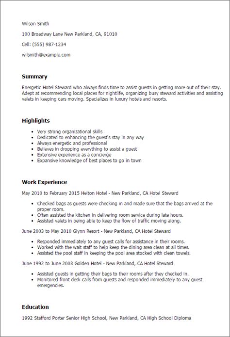 Although you should always tailor your application to every job you apply for, this takes on even greater importance for anyone going for a career change. #1 Hotel Steward Resume Templates: Try Them Now ...