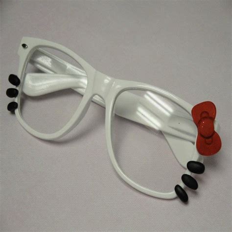 sugarush collections — hello kitty nerd glasses with bow and whiskers clear lenses