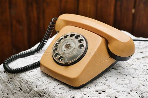 Old Fashioned Retro Style Telephone With Rotary Dial Vintage Phone
