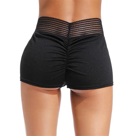 fittoo fittoo women sexy high waisted shorts sport scrunch butt pants shorts push up butt lift