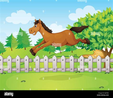 Horse Jumping Over Fence Stock Vector Images Alamy