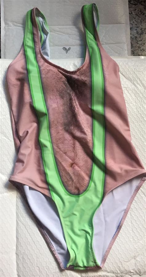 Hot Funny Borat Printed One Piece Swimsuit Women Sexy Chest Hair