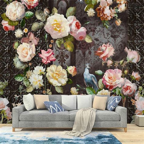 Oil Painting Dutch Victorian Flowers Floral Wallpaper Wall Etsy