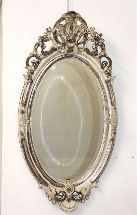 Vintage Silver And Cream Oval Mirror In Antique French Mirrors