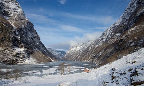 Frozen Fjords The Aurlandsfjord And NÆrØyfjord In Winter Suit