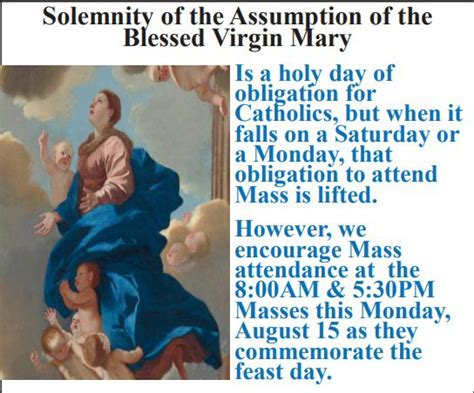 Solemnity Of The Assumption Of The Blessed Virgin Mary St Mark The Evangelist Parish