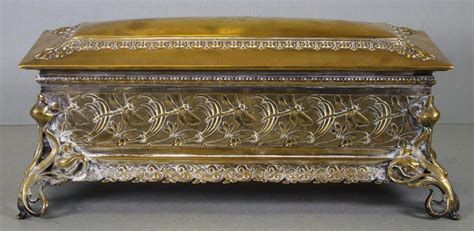 Wmf Brass And Silver Plate Glove Box With Dragonfly Decoration Dressing