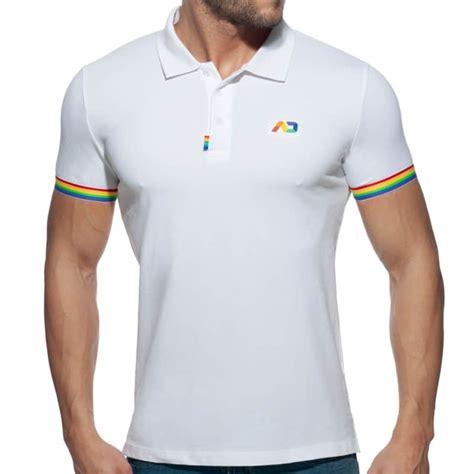 addicted rainbow cotton polo shirt white inderwear