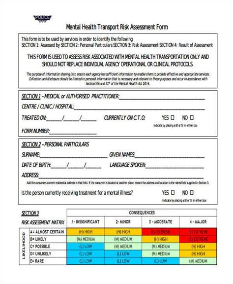 19 Free Risk Assessment Forms Free And Premium Templates