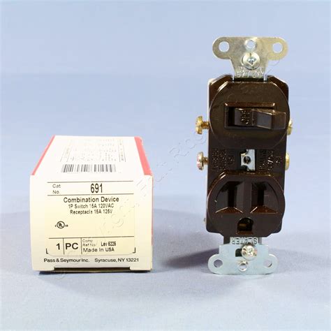 Pands Brown Combo Toggle Light Switch Outlet Receptacle Nema 5 15r 15a