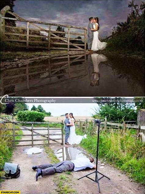 Photographer Laying In The Mud To Take Great Wedding Picture Commitment