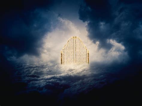 Gold Heavens Gate In The Sky 3d Illustration Stock Illustration