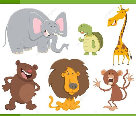 Cute Animals Cartoon Set Illustration Zoo Wildlife Set Vector Zoo