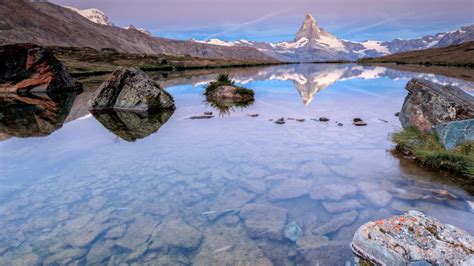 Matterhorn Reflected In Lake Stellisee At Dawn Switzerland Windows