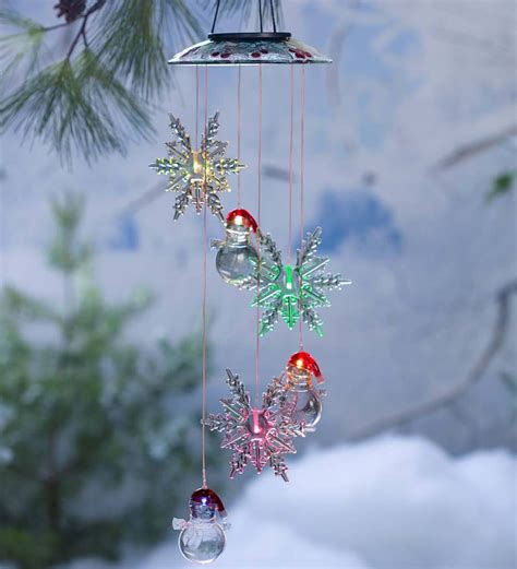 Color Changing Snowman And Snowflakes Solar Mobile Plowhearth