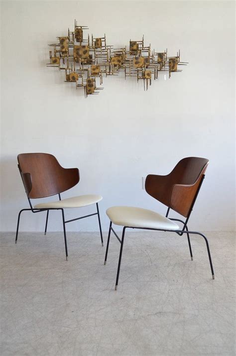 Sculptural wood back and simple iron frame. Rare PAIR of Kofod Larsen Penguin Lounge Chairs | Chair ...