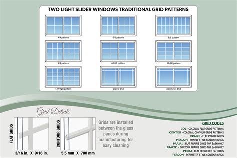 Two Light Sliding Window Grid Patterns