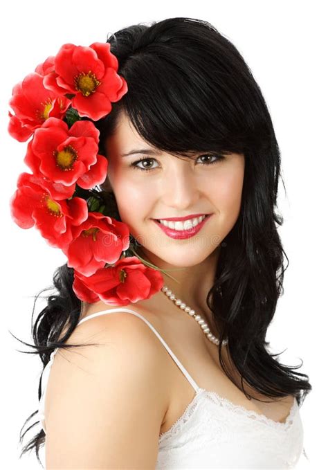 Beautiful Woman With Flowers Stock Image Image Of Glamour Woman 6725901