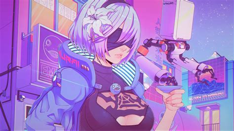 Wallpaper Anime Girls Nier Automata 2b Nier Automata Cyberpunk