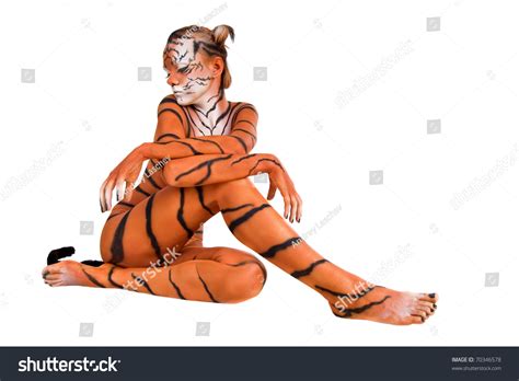 Girl With Tiger Body Paint Images Stock Photos Vectors