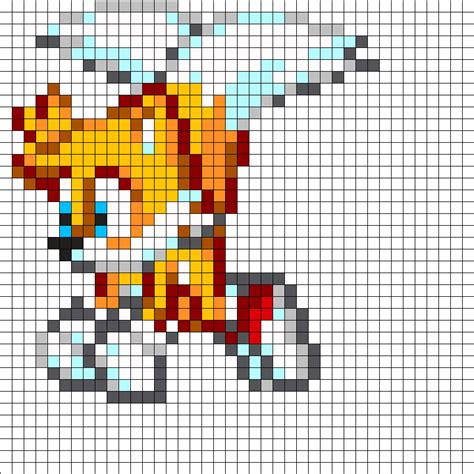 Minecraft sonic pixel art grid. Tails by HoshiNoKaabi on Kandi Patterns | Pixel art, Pixel ...