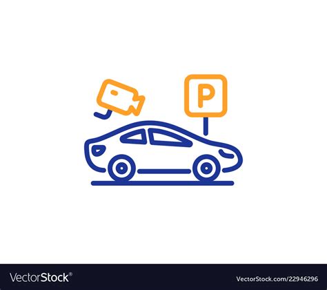 Parking With Video Monitoring Line Icon Car Park Vector Image