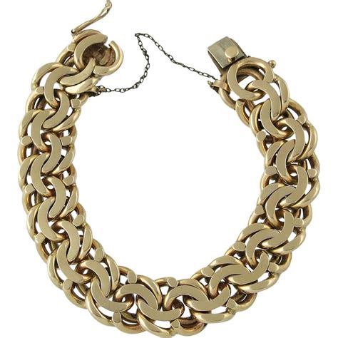 Vintage 14k Gold Heavy Charm Bracelet Gold Bracelets Women Jewelry