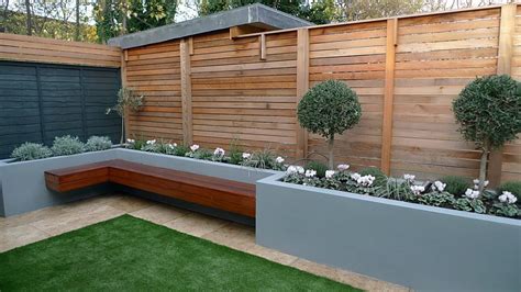A clean, minimalist design is what you get with this white. modern garden design small london cedar screen grey raised ...